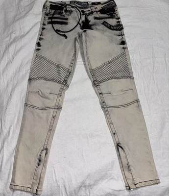 Pantalones de mezclilla Affliction Raquel para mujer 29 negros blancos estilo motociclista AC Motor Club cremallera Foto 1 de 4