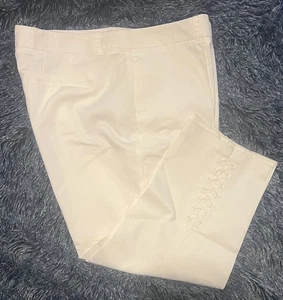 Zac & Rachel White Ankle Cropped Dress Pants Size 14 Faux Lace-up Stretchy NWOT - Picture 1 of 3