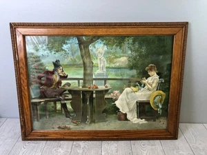 Antique Framed 1893 IN LOVE Knapp Co. N.Y. No.7 lithograph - Not Signed - Picture 1 of 10