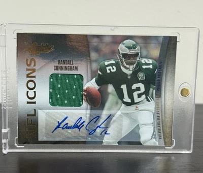 2010 Absolute NFL Icons Randall Cunningham  Signatures /50 Game Worn Eagles - Image 1 of 2
