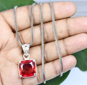 30,00 ct natürlicher orangefarbener Saphir Kissen 925 Sterlingsilber Anhänger zertifiziert - Bild 1 von 8