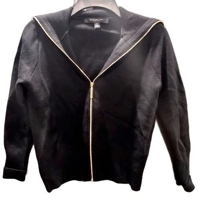 Marc New York Andrew Marc Black Zip Up Sweater Jacket Size Small Petite PS Foto 1 de 4