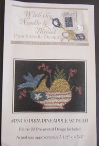 With Thy Needle Thread PN110 PRIM PINEAPPLE mini Punchneedle Pattern Fabric - Picture 1 of 7