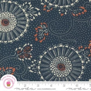 Moda INDIGO BLOOMING 48090 16 Midnight Black Floral MADDY Quilt Fabric - Picture 1 of 7