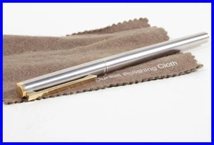 DUNHILL fountain pen, in steel & gold / made by MONTBLANC F 18K intarsia nib - Picture 1 of 8