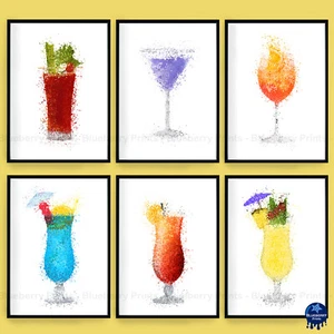 Poster Splatter Art Stampe Bevande e Cocktail Decorazione Casa Bar A5 A4 A3 (Set 4) - Foto 1 di 7