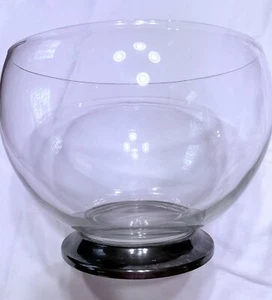 Contemporary Globe Punch Bowl Clear Glass on Brass Base - Picture 1 of 2