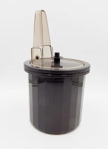 Tupperware 3-Piece Ice Bucket Mocha Brown 1683-5 1684-6 W/Tongs Push Button Lid - Picture 1 of 12