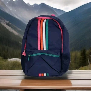 Pep Rally Navy Blue Striped 18"  Backpack Laptop Compartment Multiple Pockets  - Picture 1 of 3