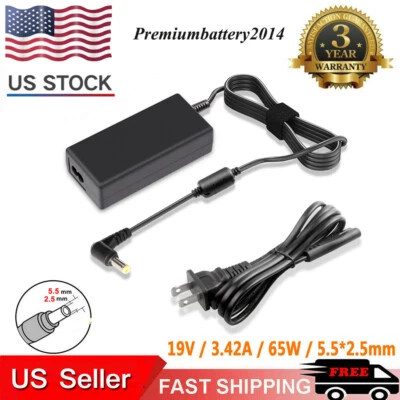 19V 3.42A 65W AC Adapter Charger For Toshiba Laptop Power Supply Cord Cable  - Image 1 of 4