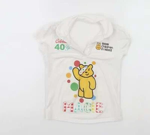 George Girls White Cotton blend T-Shirt Size 3-4 Years - Picture 1 of 12