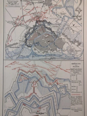 1895 - German Fortress Warfare - Strasbourg Battle Geography Map - C19 - Image 1 of 3