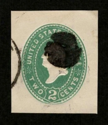 US 1887 #U311 Green 2c Washington Cork Solid Fancy Cancel Early Cut Square Used - Image 1 of 2