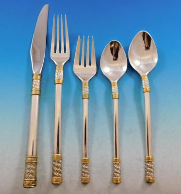 Juego de cubiertos de plata esterlina Aegean Weave Gold de Wallace 12 servicio 60 piezas  Foto 1 de 4