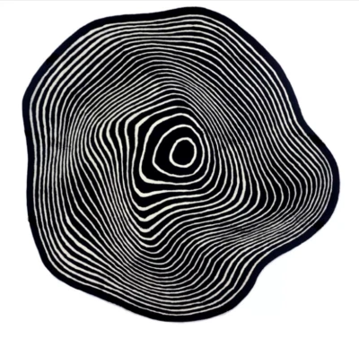 Rug Carpet Black & White Boho Hand Tufted Area Rug Bedroom Floor Mat Wool Carpet - Image 1 of 4