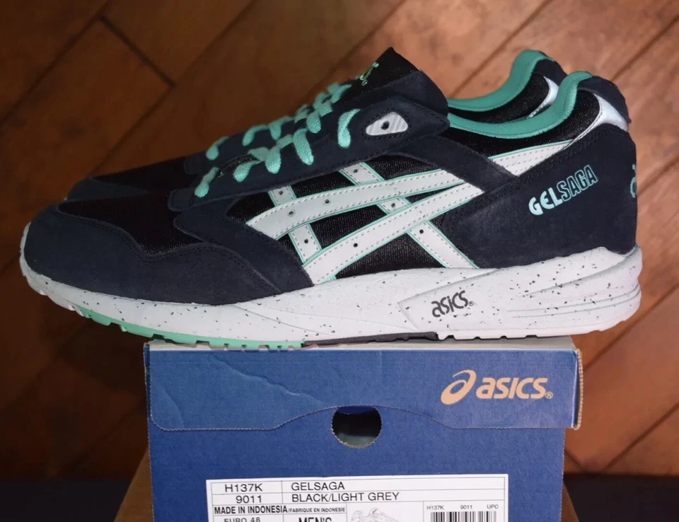 Talla 13 - Asics Gel Saga 3 iii Negro Como Nuevo Verde Blanco H137K, Stock Muerto 2014 Foto 1 de 4