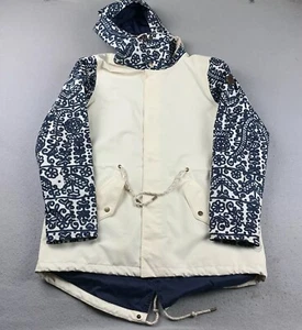 Burton Jacket Womens Large Regular Ivory Embroidered Full Zip Hooded Windbreaker - Picture 1 of 10