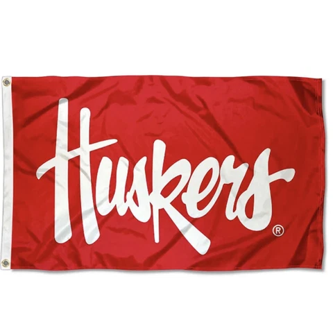 NEBRASKA  CORN HUSKERS SCRIPT LOGO 3 X 5 FLAG 3X5 BANNER NEW Cover