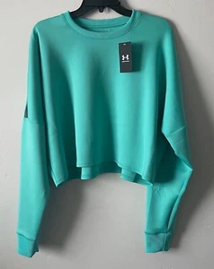NWT Under Armour Women's 1374819 369 AVY Move Crew Crop Loose Sweatshirt Green L - Picture 1 of 2