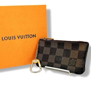 LOUIS VUITTON Damier Ebene Pochette Cles Coin Purse Canvas N62658 Key Ring F/S - Picture 1 of 12