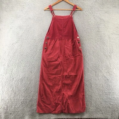 Talbots Overall Dress Womens Petite 4 Red Cotton Blend Buttons Front Pockets - Image 1 of 4