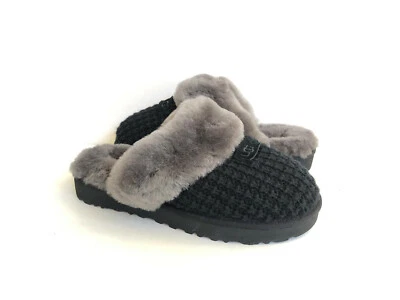 UGG COZY KNIT BLACK SHEARLING LINED SLIP ON SLIPPERS US 11 / EU 42 / UK 9 - Image 1 of 4