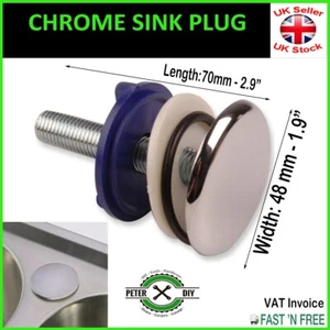 CHROME PLUG Kitchen Sink Tap Hole Blanking Metal Plate Stopper Cover 48mm - 1.9" - Picture 1 of 1