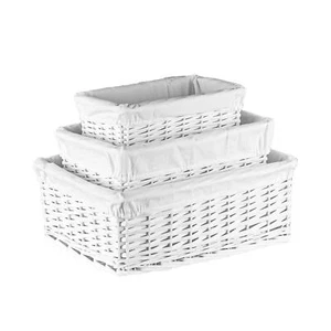 3pc Wicker Basket White - Picture 1 of 7