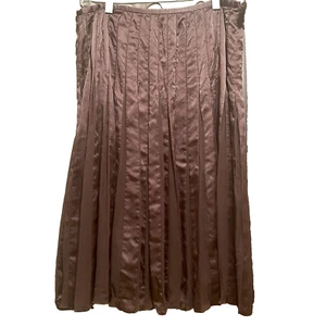 Elie Tahari-Pleated Silk Midi Skirt-Sz 8-Taupe / Mocha Mousse- Luxury-Old Money - Picture 1 of 7