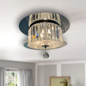 Modern 4 Light LED New Crystal K5 Chrome Ceiling Light Fitting Pendant Silver UK - Picture 1 of 11