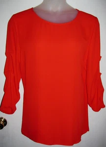 NWOT Womens JM COLLECTION Red BALOON PLEAT Sleeve Blouse Top XXL 1X/2X ? - Picture 1 of 2