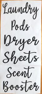 4 Laundry Room Labels Vinyl Stickers  Pods Dryer Sheets Fabric - Organize Label