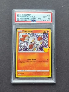 Pokemon PSA 10 SCORBUNNY 16/25 - 2021 MCDONALDS HOLO PROMO COLLECTION - GEM MINT - Picture 1 of 2