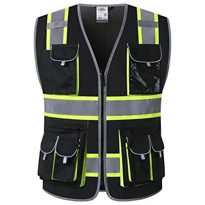  10 Pockets Hi-Vis Neon Color Frontal Zipper Mesh Safety Vest for Men Women  - Image 1 of 4