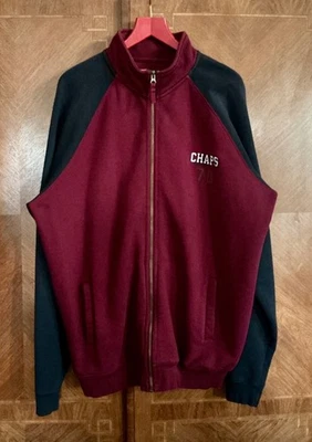 De colección. Chaqueta polar Chaps para hombre con cremallera completa azul y borgoña con bolsillos talla 2XLT Foto 1 de 4