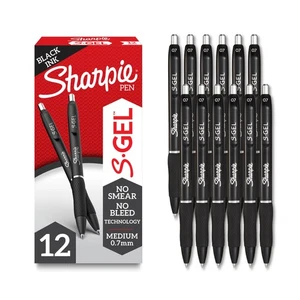 S-Gel Gelstifte, schwarzer Schaft, mittlere Spitze (0,7 mm), schwarze Gel Tintenstifte, 12 Stück - Bild 1 von 6