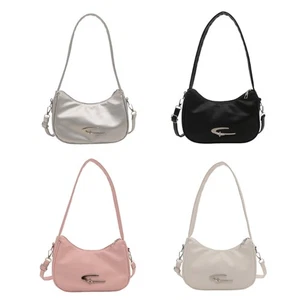 Fashion PU Shoulder Purse Crescent Crossbody Underarm Bag Solid Color Handbag - Picture 1 of 11