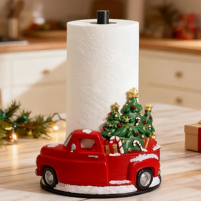 Christmas Red Truck Paper Towel Holder, Rustic Red Truck Christmas Decorations f - Image 1 of 4