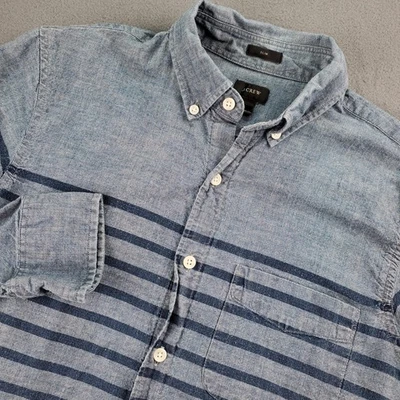 J.Crew Slim Small Blue Striped Short Sleeve Button Down Shirt Casual Menswear - Image 1 of 4