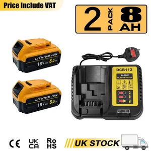 2 Pack 8.0Ah Replacement Battery 18V with Charger and LED Indicator Power Tool n - Picture 1 of 11