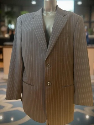 Armani Collezioni  Suit Coat 42R Black With Silver Pinstripe Made in Italy - Image 1 of 4