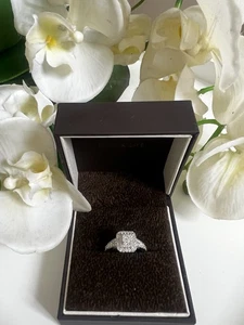 Platinum Engagement Ring Diamond Pear Cut Size L - Picture 1 of 9