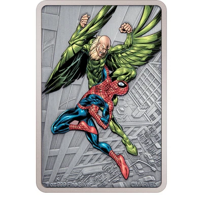 Moneda de plata de prueba de 1 oz Niue Marvel Spider-Man Villanos Buitre 2024 Foto 1 de 4