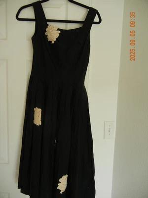Vintage Janet Jrs of miami By Jeanne Kellogg Black Dress with Appliques Small - Image 1 of 4