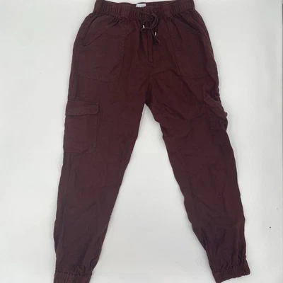Pantalones Jogger Nicole Miller Borgoña Lino Talla S Cordón Carga Foto 1 de 4