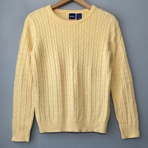 Preppy Cable Knit Sweater Size Small Butter Yellow Light Academia Clean Girl - Picture 1 of 7
