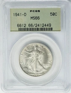 1941-D Walking Liberty Half 50c MS66 Green Label PCGS 950631-18 - Bild 1 von 3