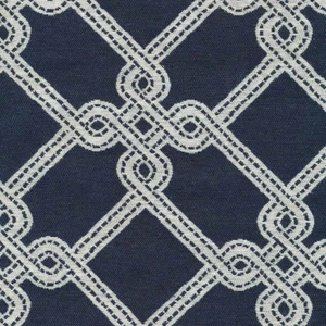 Woven Nautical Trellis Pattern BLUE Upholstery Cushion Pillow Sewing Fabric BTY - Picture 1 of 6