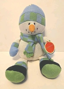 Häkel Weihnachten Schneemann Tier Abenteuer Plüschtier 15 Zoll grün/blau Schal 2010 - Bild 1 von 8