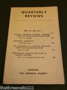THE CHEMICAL SOCIETY QTRLY REVIEWS - 1954 - VOL 8 #3 - Picture 1 of 1